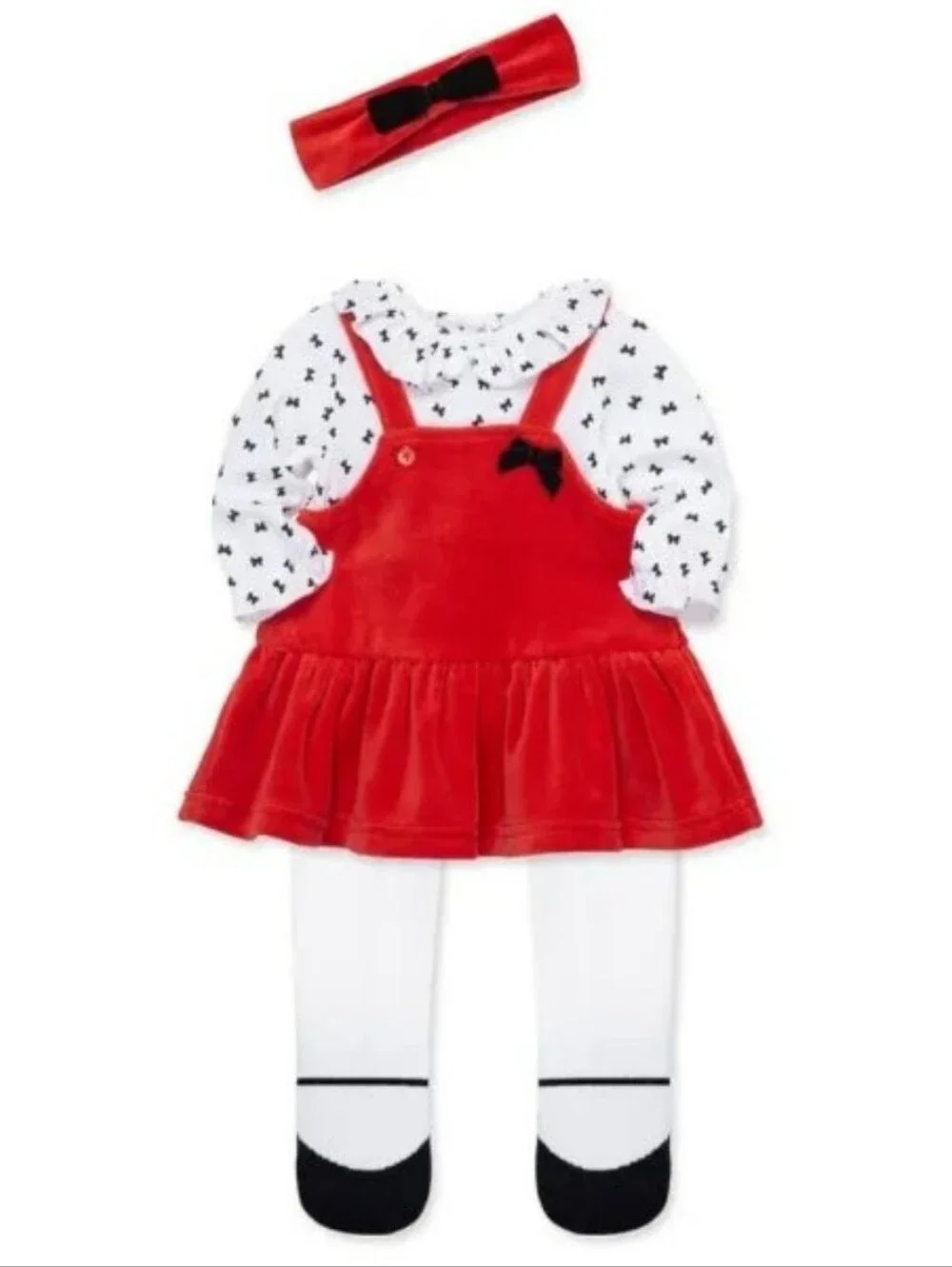 Little Me Size 6m Festive Bow Velour Jumper Dress